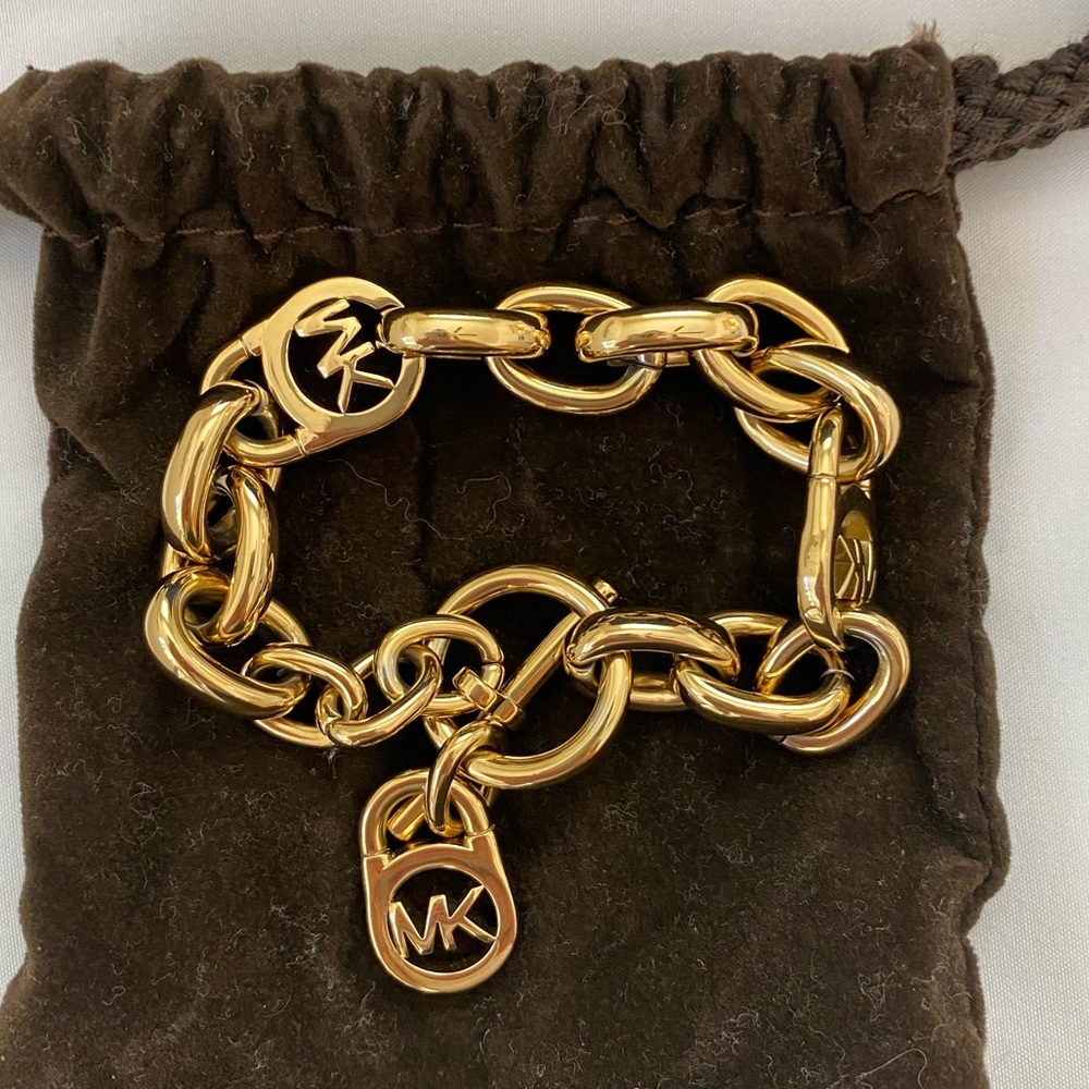 Michael Kors Women's Metallic Logo-Lock Charm Bracelet